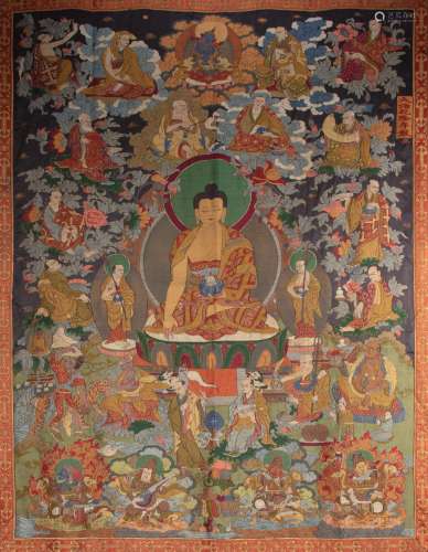 CHINESE EMBROIDERY THANGKA FROM QING DYNASTY