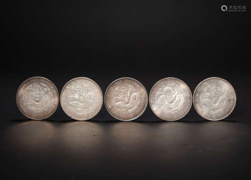 A GROUP OF CHINESE SILVER COINS, QING DYNASTY