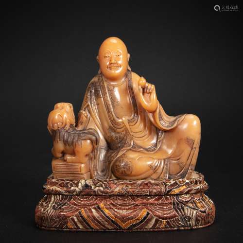 CHINESE SHOUSHAN STONE ARHAT STATUE, QING DYNASTY
