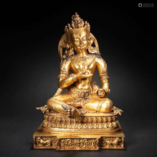 BRONZE GILDING BUDDHA STATUE FROM XIZANG, MING DYNASTY