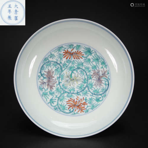COLORFUL CHINESE PORCELAIN PLATE, QING DYNASTY