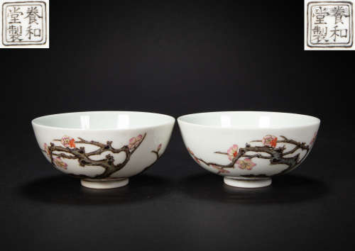A PAIR OF CHINESE COLORFUL BOWLS, QING DYNASTY
