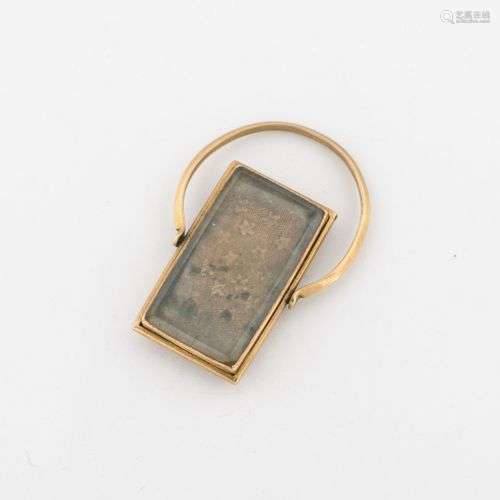 Bague en or jaune (585) porte photo avec miniature…
