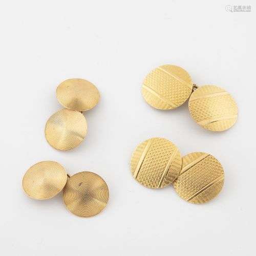 Lot de deux paires de boutons de manchette en or j…