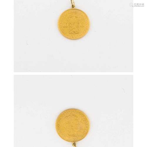 Pendentif en or jaune (750) retenant une pièce de …