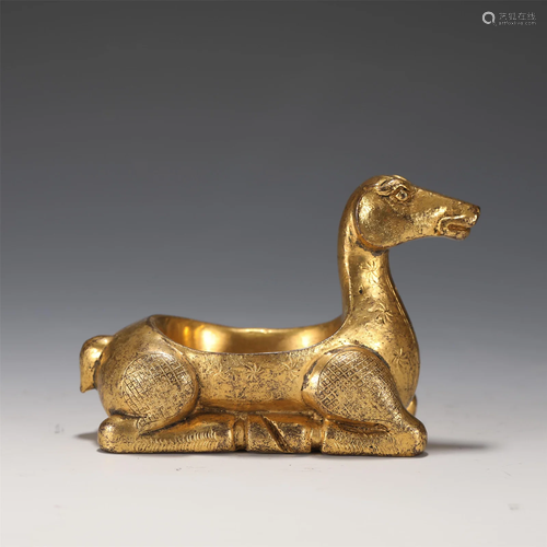 A GILT-BRONZE HOUND