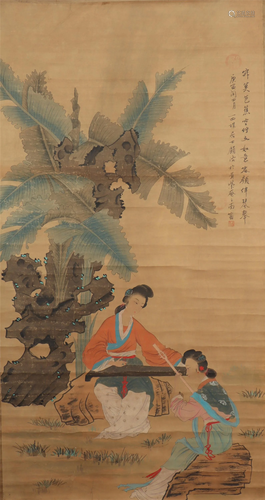 A CHINESE PAINTING OF LADIES