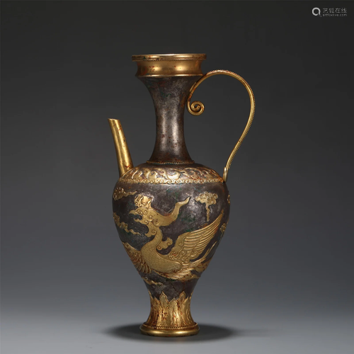 A SILVER PARTLY GILT PHOENIX EWER