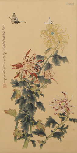 A CHINESE PAINTING OF CHRYSANTHEMUM
