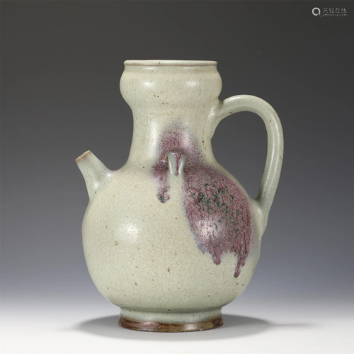 A PURPLE SPLASHED JUN-WARE EWER