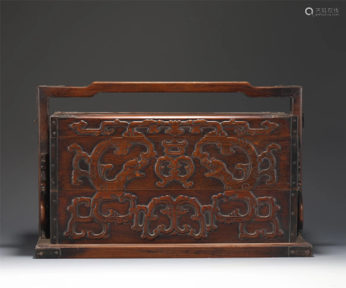 A CARVED ALOES-WOOD FOOD CABINET