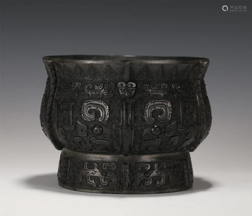 AN ARCHAISTIC FORM BEAST MASK CENSER