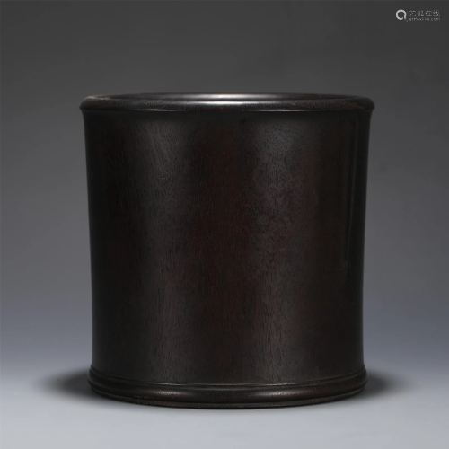 A ROSEWOOD CYLINDRICAL BRUSHPOT