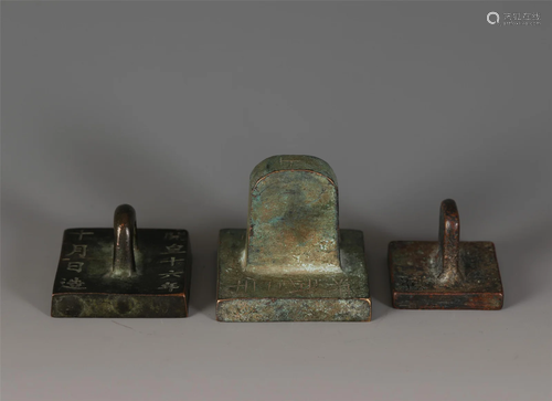 THREE BRONZE SEALS