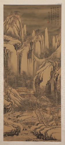 A CHINESE PAINTING OF WINTER SCENERY