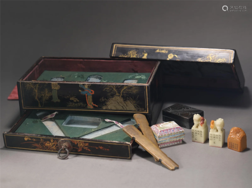 A SET OF SCHOLAR ITEMS WITH BOX