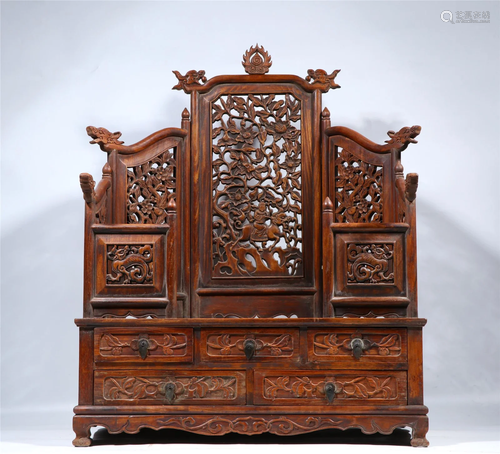 A FINE CARVED HARDWOOD DRESSER