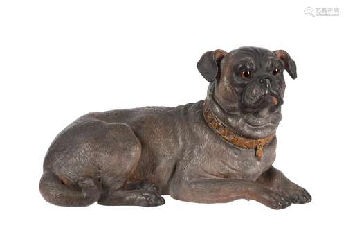 An Austrian painted terracotta model of a pug