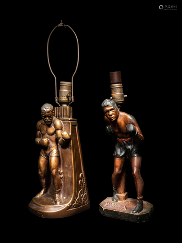 A Group of Two Vintage Joe Louis Figural Lamps,