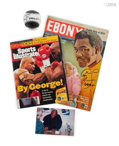 A Group of George Foreman Signed Autograph Items (BAS