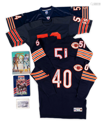 A Group of Seven Chicago Bears Signed Items Including