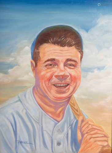 An Original Dick Perez Babe Ruth Painting