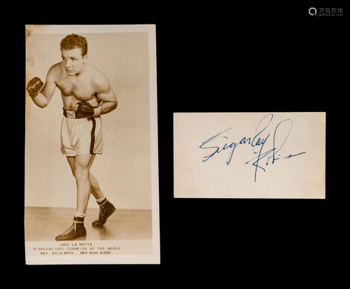 A Group of Boxing Champion Sugar Ray Robinson and Jake