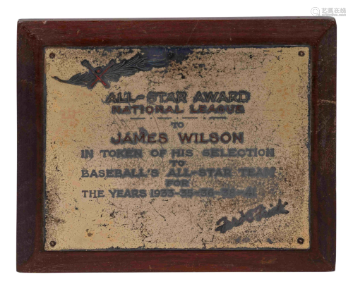 A National League All-Star Award Presented to Jimmie