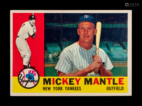 A 1960 Topps Mickey Mantle Baseball Card No. 350