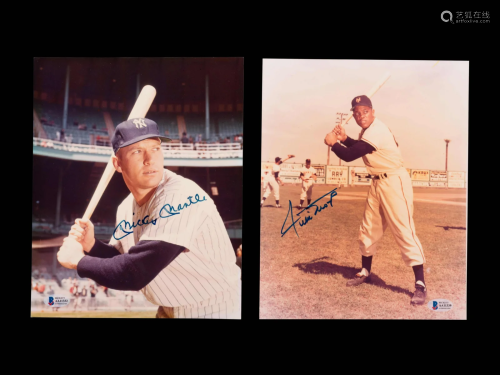 A Group of Mickey Mantle and Willie Mays Signed