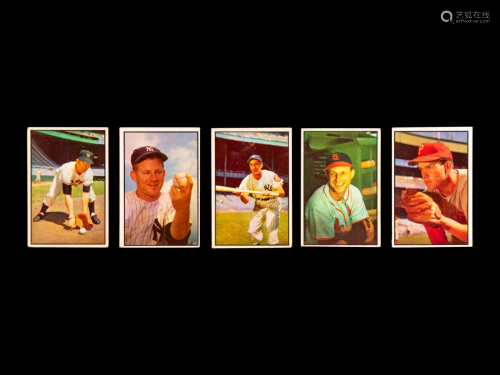 A Group of Five 1953 Bowman Baseball Cards (Including