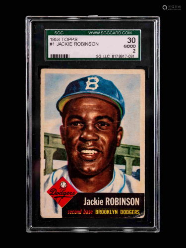 A 1953 Topps Jackie Robinson Baseball Card No. 1 (SGC 2
