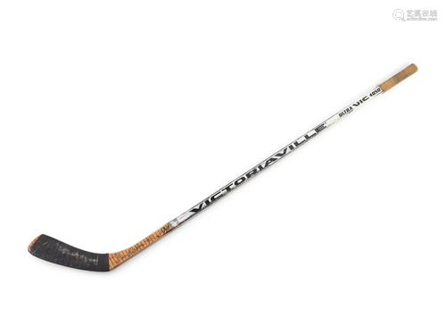 A Brent Sutter Game Used Hockey Stick Signed by Chicago