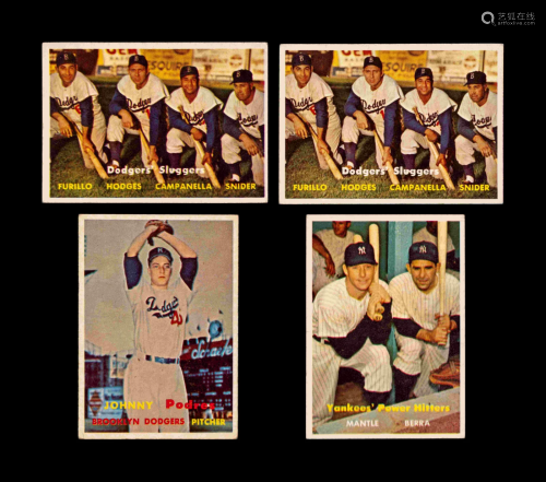 A Group of Four 1957 Topps Baseball Cards Including