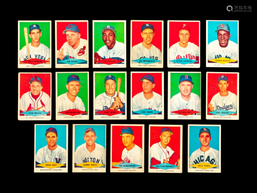 A Group of 17 1954 Red Heart Dog Food Baseball Cards