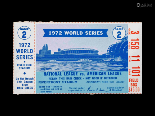 An October 15, 1972 World Series Game 2 Ticket Stub