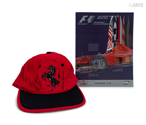 A Michael Schumacher Signed Autograph Ferrari Hat and