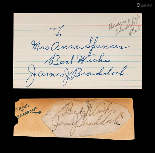 A Group of James J Braddock Signed Autograph Items,