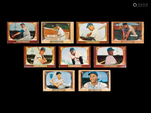 A Group of Nine 1955 Bowman Baseball Cards (Including