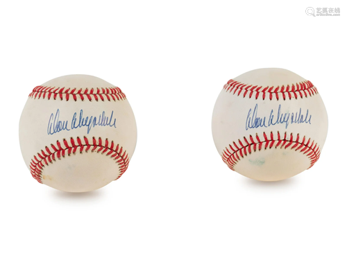 A Group of Two Don Drysdale Single Signed Baseballs