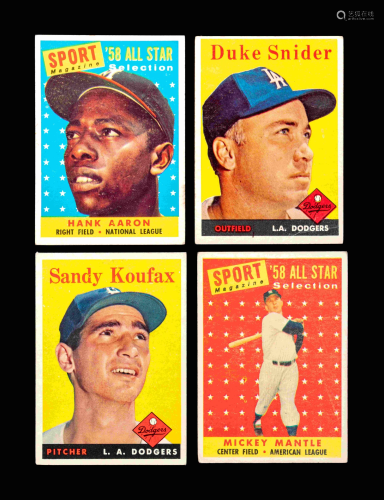 A Group of Four 1958 Topps Baseball Cards Including