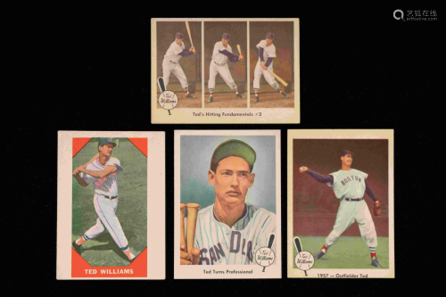A Group of Four Ted Williams Fleer Baseball Cards,