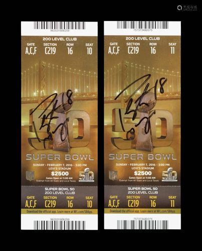 A Group of Two Peyton Manning Signed Autograph Super