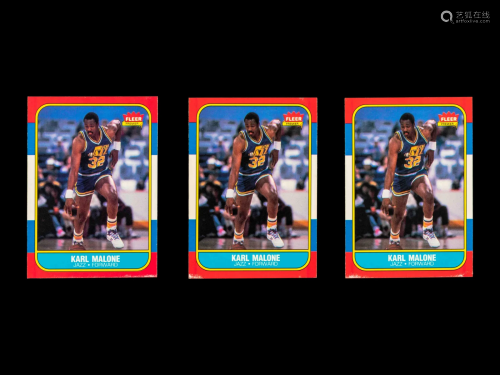 A Group of Three 1986 Fleer Karl Malone Rookie
