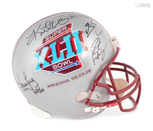 A Super Bowl XLVI 2008 Multi Signed Helmet Including