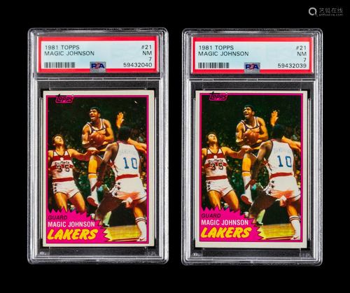 A Group of Two 1981 Topps Magic Johnson Basketball