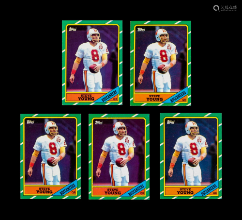 A Group of Five 1986 Topps Steve Young Rookie Football