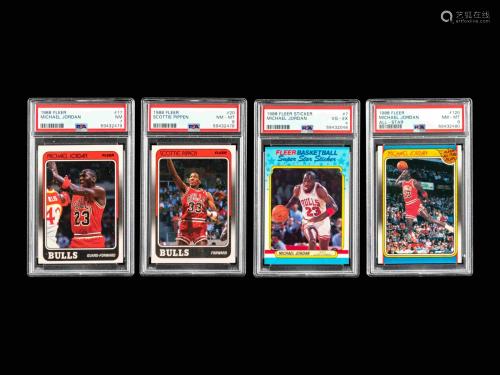 A Group of Four 1988 Fleer Michael Jordan and Scottie