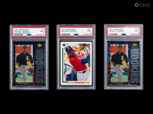 A Group of Three 1990s PSA 9 Mint Michael Jordan Rookie