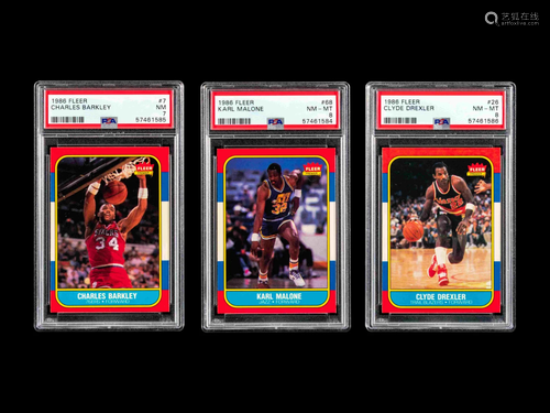 A Group of 1986 Fleer Charles Barkley, Clyde Drexler